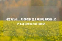 抖音刷粉丝，如何在抖音上高效地刷取粉丝？亿乐社区低价自营货源站