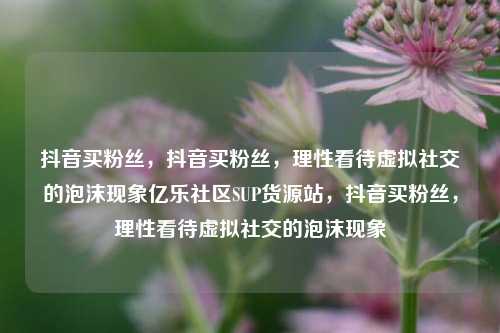 抖音买粉丝，抖音买粉丝，理性看待虚拟社交的泡沫现象亿乐社区SUP货源站	，抖音买粉丝，理性看待虚拟社交的泡沫现象  第1张