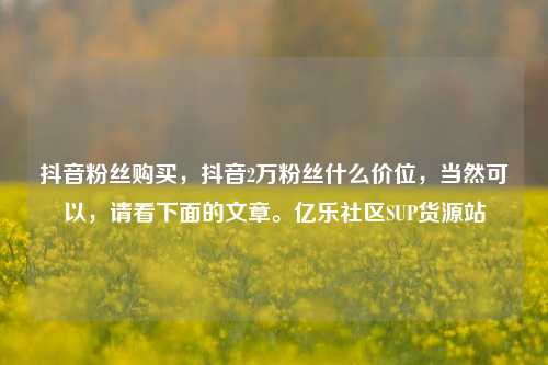 抖音粉丝购买，抖音2万粉丝什么价位	，当然可以，请看下面的文章。亿乐社区SUP货源站  第1张