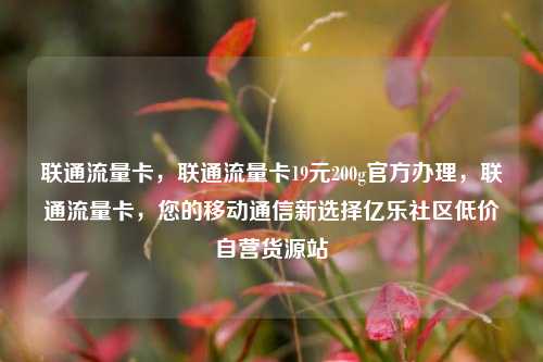 联通流量卡	，联通流量卡19元200g官方办理，联通流量卡，您的移动通信新选择亿乐社区低价自营货源站  第1张